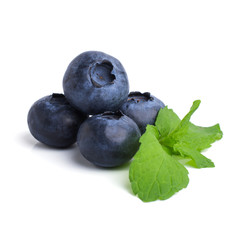 Blueberries with leaves