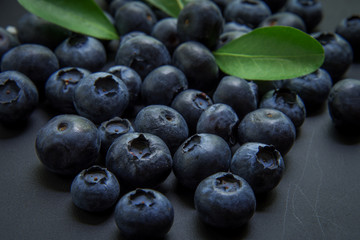 blueberries on black