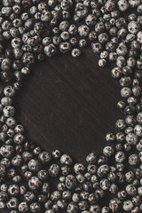blueberry berries on a black background
