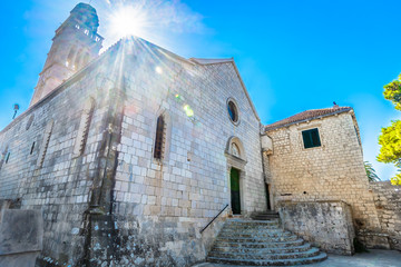 Monastery Hvar town. / View at old monastery in town Hvar, popular tourist landmark in Croatia,...