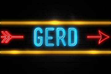Gerd  - fluorescent Neon Sign on brickwall Front view