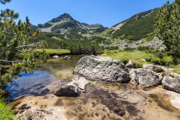 Amazing landscape with Valyavitsa river and Valyavishki chukar peak, Pirin Mountain, Bulgaria
