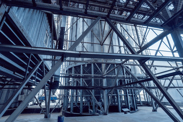Modern silos for storing grain harvest. Agriculture.