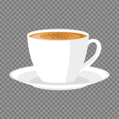 White cup of coffee on a transparent background