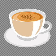 White cup of coffee on a transparent background