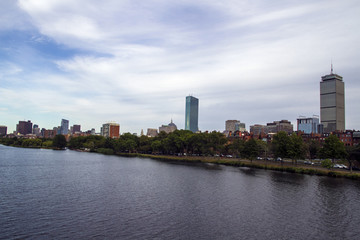 Fototapeta na wymiar Boston Skyline from the Mass Ave Bridge