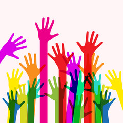 Colorful Human Hands. Vector.