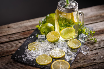 Jar glass of homemade lemonade
