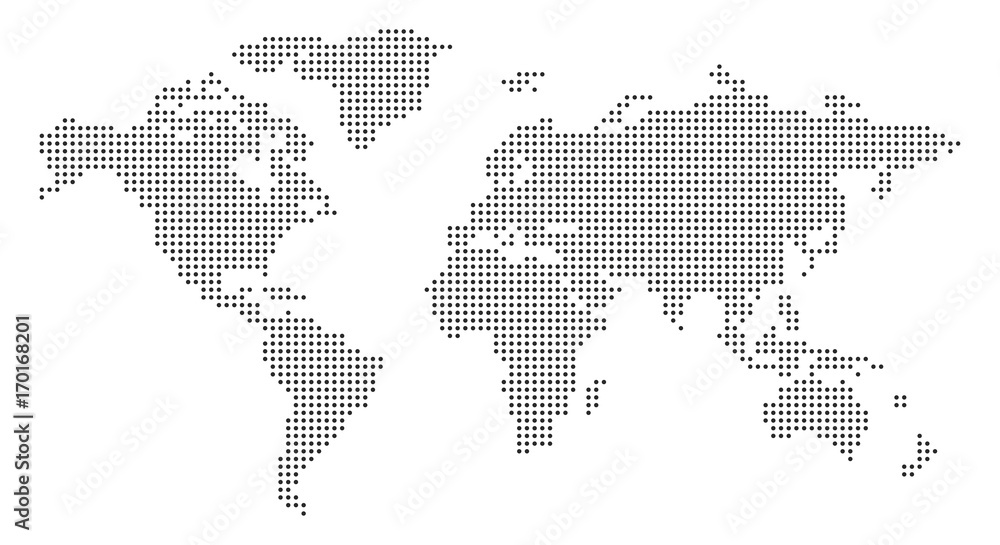 Wall mural world map with pixels - stock vector
