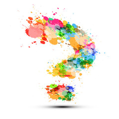 Question Mark Symbol on White Background. Vector Sign Made from Colorful Splashes.