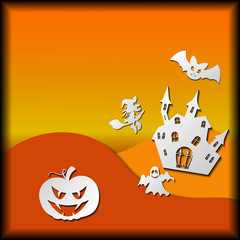 poster template for halloween with shaded white silhouettes