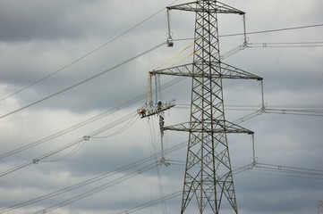 overhead power lines being changed