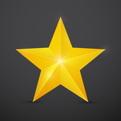 Fototapeta premium Golden Christmas Star on Dark Background. Vector.