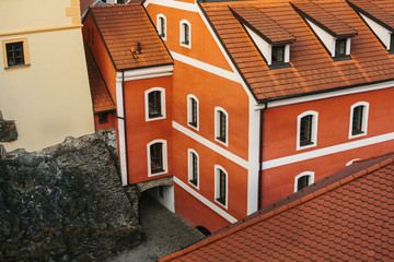Obraz premium Beautiful street in the town of Cesky Krumlov in the Czech Republic. One of the most beautiful unusual small cities in the world.