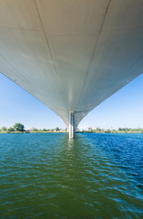 Fototapeta na wymiar Sant Jaume d´Enveja new bridge ´Lo Passador´ over Ebro river Ebro Delta Tarragona Catalonia Spain
