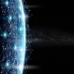Data exchange and global network over the world 3D rendering