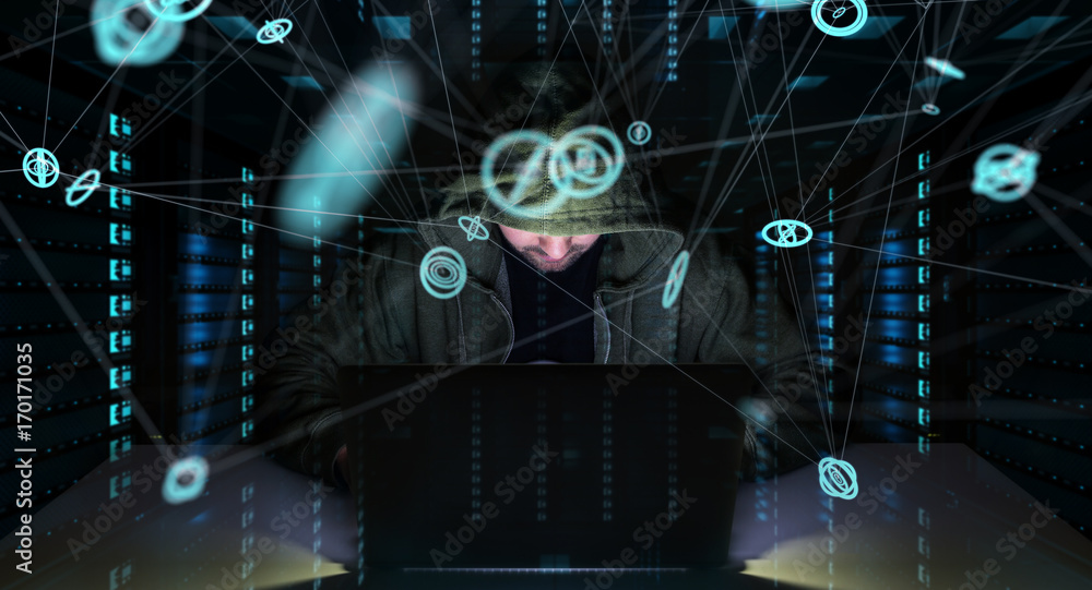 Leinwandbilder Hacker accessing to personal data information with a computer 3D rendering