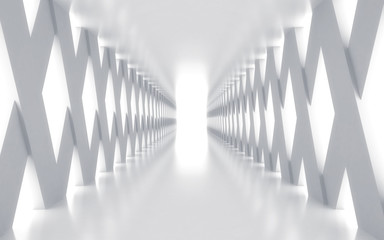 White corridor with lights. 3d rendered image