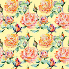 Wildflower rose flower pattern in a watercolor style. Full name of the plant: rosa. Aquarelle wild flower for background, texture, wrapper pattern, frame or border.