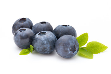 Fresh blueberries on a white background.