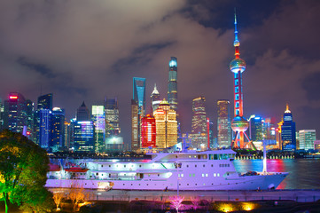 Obraz premium Szanghaj nocą, Chiny
