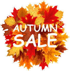 Abstract Vector Illustration Autumn Sale Background with Falling Autumn Leaves