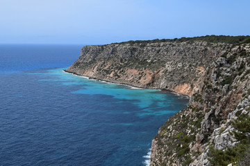 Fototapeta na wymiar Rocky coastline of Formentera Island, Spain