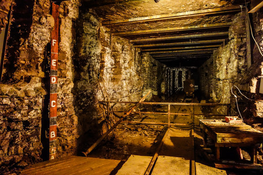 Old mining tunnel interior