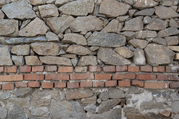 three toned wall with stones and bricks