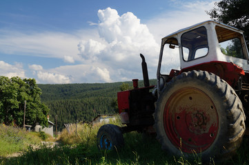 old tractor in the village