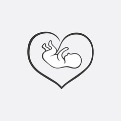 Pregnancy Fetal Growth Stage Development Inside Woman for Card or Poster. Flat Design Style Vector illustration