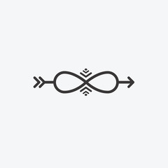 Fototapeta premium Graphical symbol of infinity with an arrow. Vector illustration of a time indicator. Logo for design