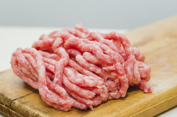 Raw minced meat. Ingredients for cooking. Home cooking.