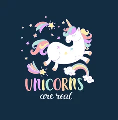 Washable wall murals Girls room Unicorns are real.