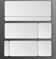 White clear ticket template with tear-off element isolated on transparent background. Music, Dance, Live Concert event entrance vector invitation card. Lottery blank