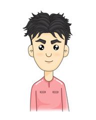 Young man face Korean hair style . Vector cartoon design