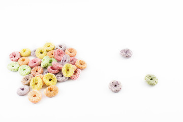Colored cereals.