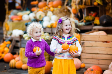 Kids having fun at pumpkin patch