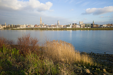 Fototapeta na wymiar Antwerpen , landscape on Scheldt