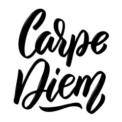 Carpe diem. Hand drawn lettering isolated on white background.