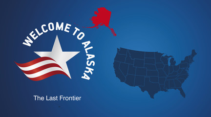 Welcome to Alaska USA map banner logo icon