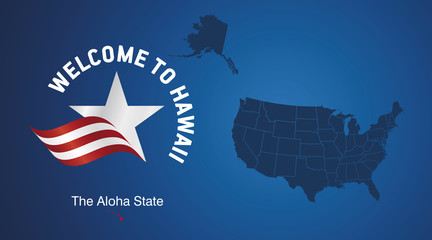 Welcome to Hawaii USA map banner logo icon