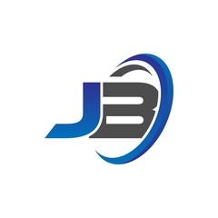 vector initial logo letters jb with circle swoosh blue gray