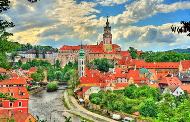 View of Cesky Krumlov town, a UNESCO heritage site in Czech Republic