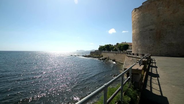 Alghero seafront on a clear day. Italy