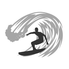 Surfer on wave vector illustration.