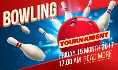 vector illustration of bowling realistic theme eps 10  pins ball place for text