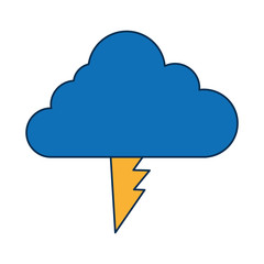 cloud and thunder icon over white background vector illustration