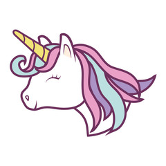 cartoon magical unicorn icon over white background colorful design vector illustration