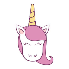 cartoon magical unicorn icon over white background colorful design vector illustration